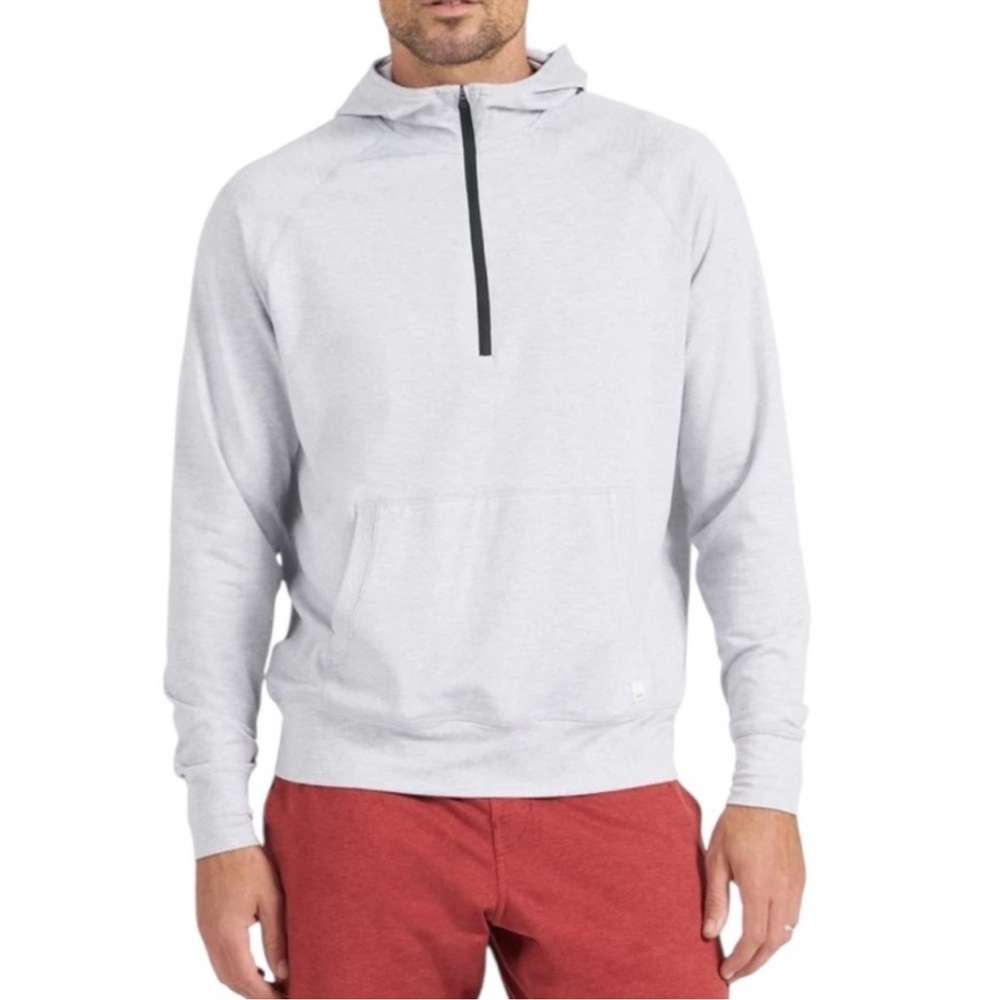 Vuori Men's Ponto Performance Half Zip Hoodie Light Grey Small S Sweatshirt Top